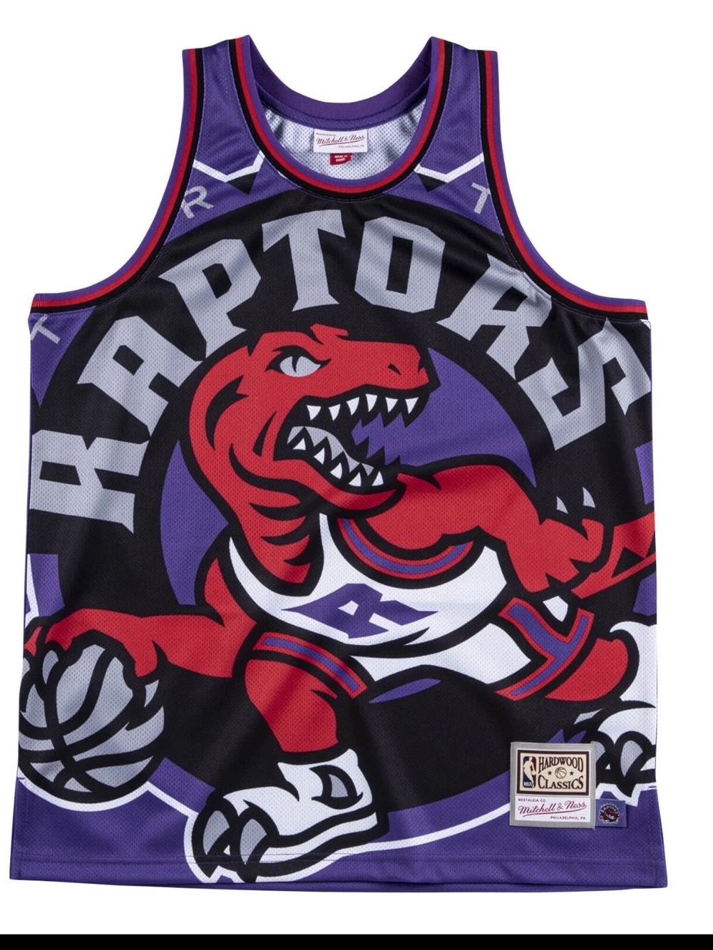 Mitchell & Ness Raptors Purple and Red Graphic Basketball Jersey